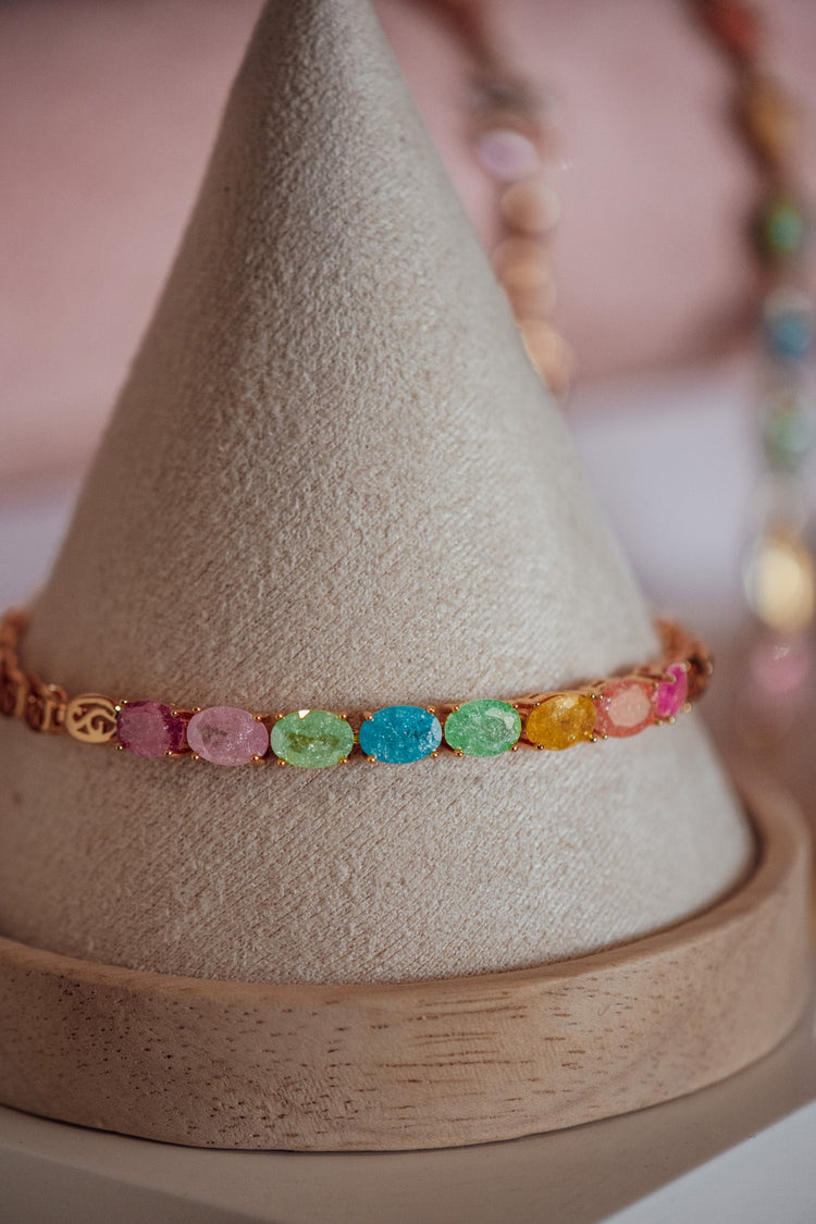 Isabella Oval Shape CZ Stone Gold-Filled Candy Bracelet