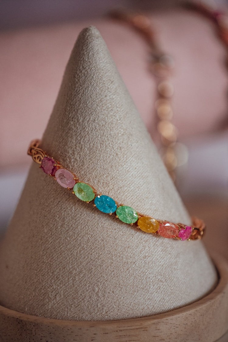Isabella Oval Shape CZ Stone Gold-Filled Candy Bracelet