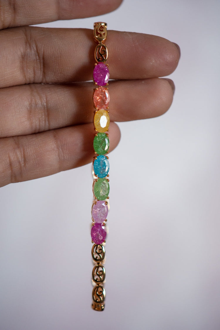 Isabella Oval Shape CZ Stone Gold-Filled Candy Bracelet