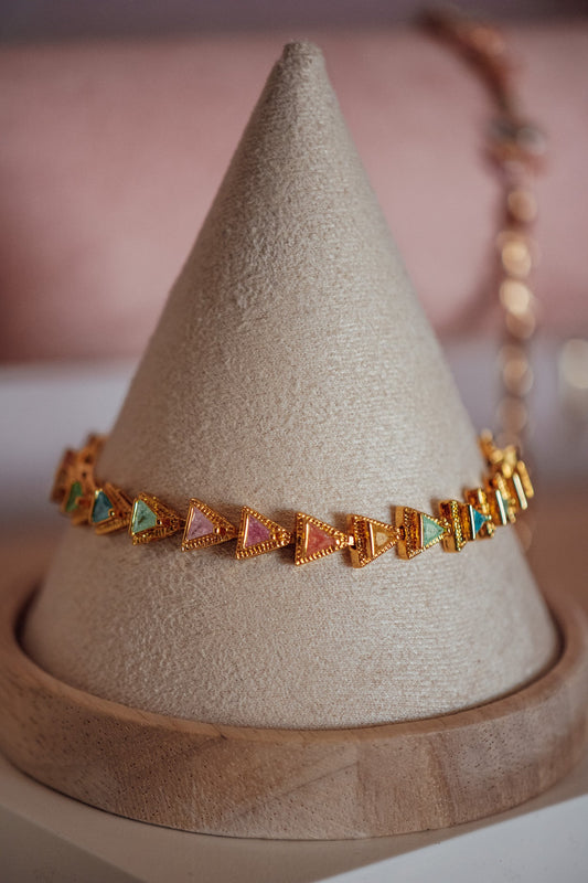 Charlotte Triangular Shape CZ Stone Gold-Filled Bracelet