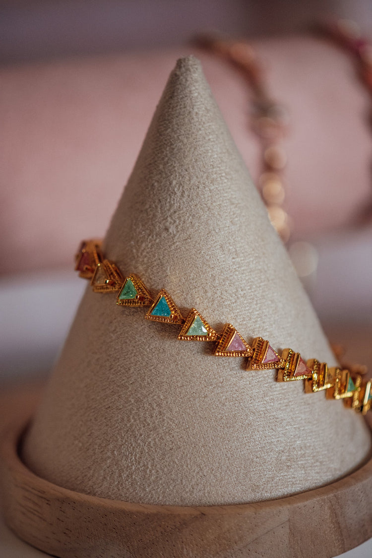 Charlotte Triangular Shape CZ Stone Gold-Filled Bracelet