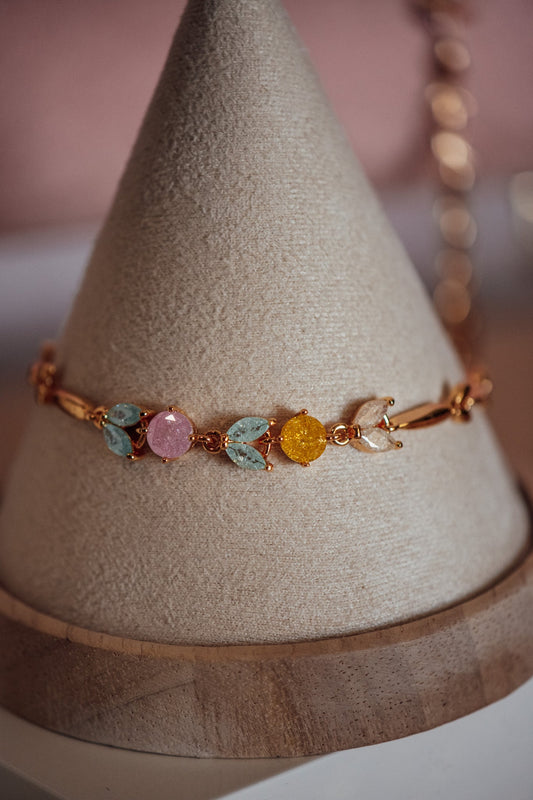 Amelia Flower Style CZ Stone Gold-Filled Bracelet