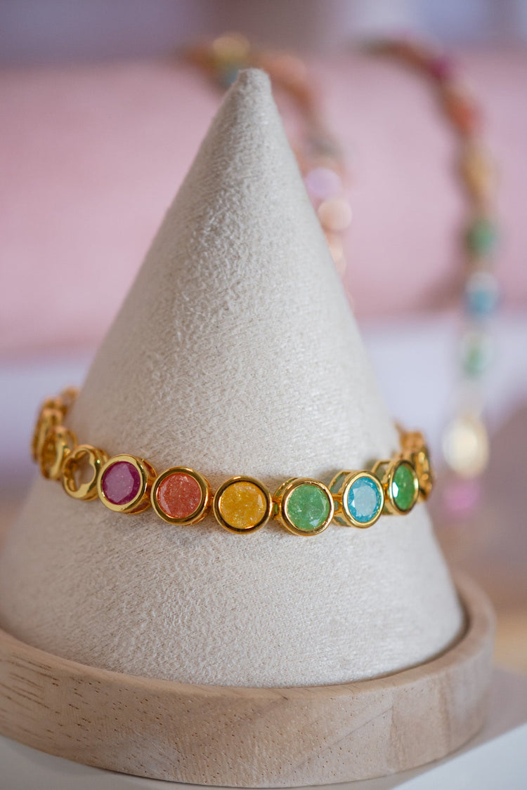 Harper Round Shape CZ Stone Gold-Filled Bracelet