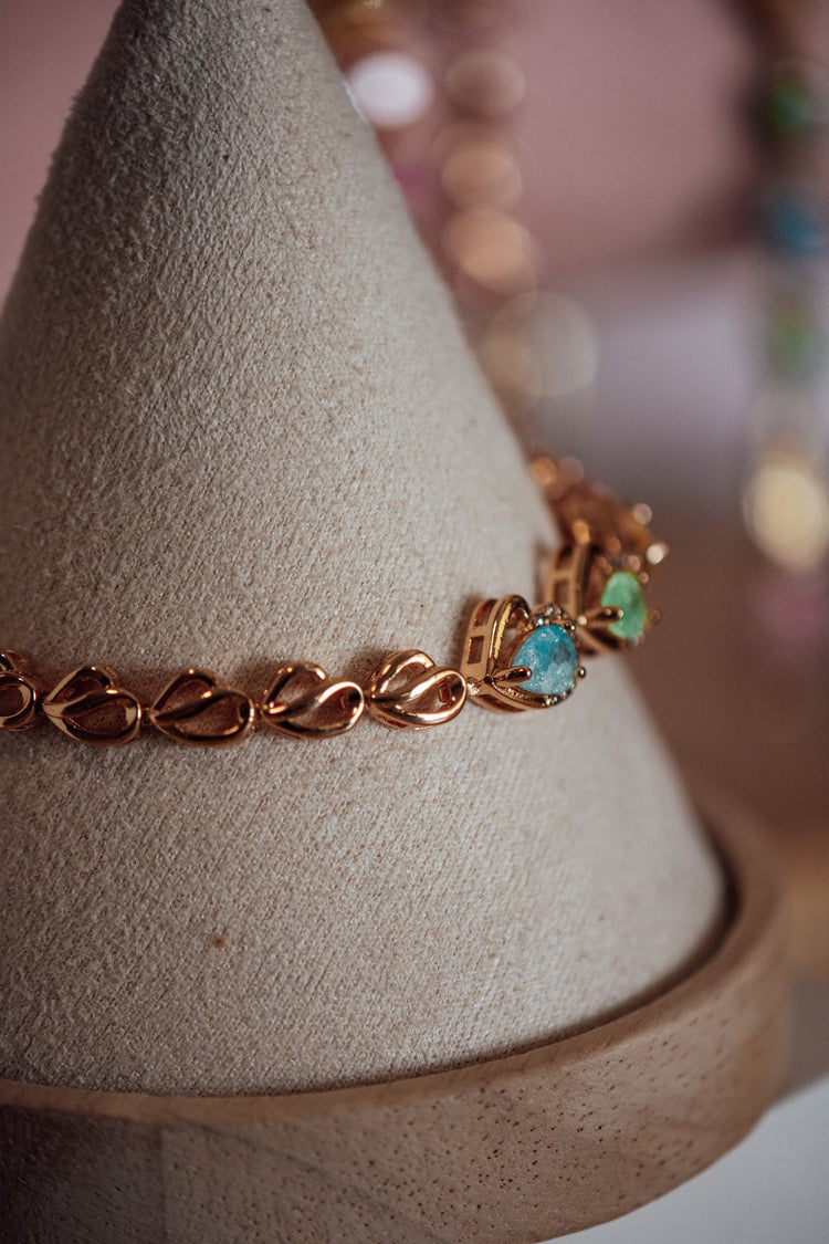 Evelyn Multicolor Tear Shape CZ Stone Gold-Filled Bracelet