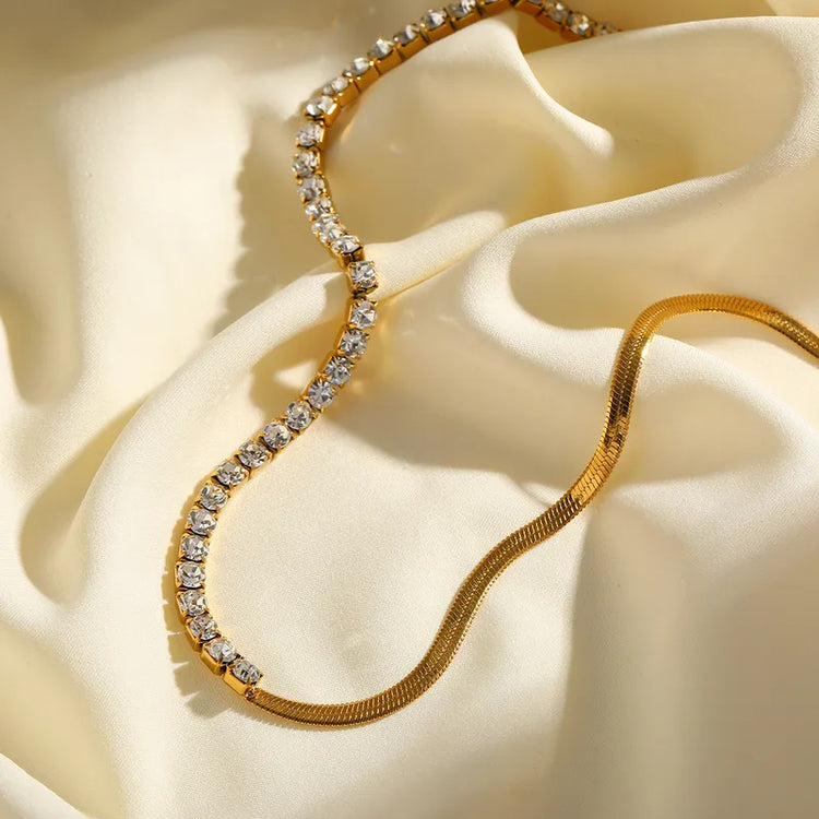 Millie Diamond Snake Chain Gold Necklace
