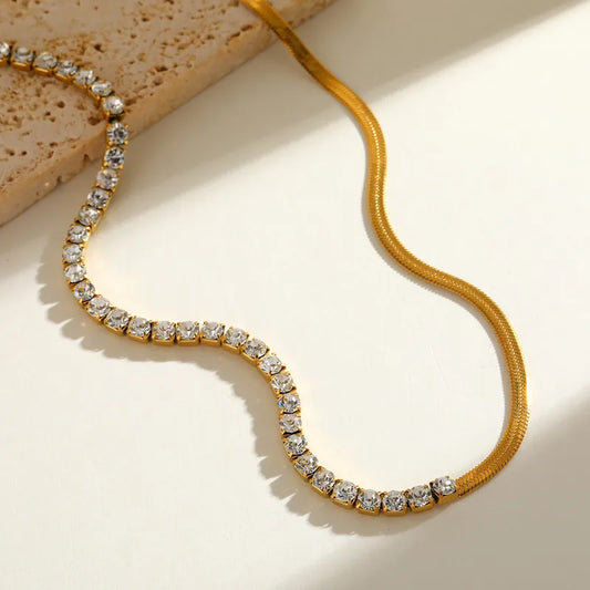 Millie Diamond Snake Chain Gold Necklace