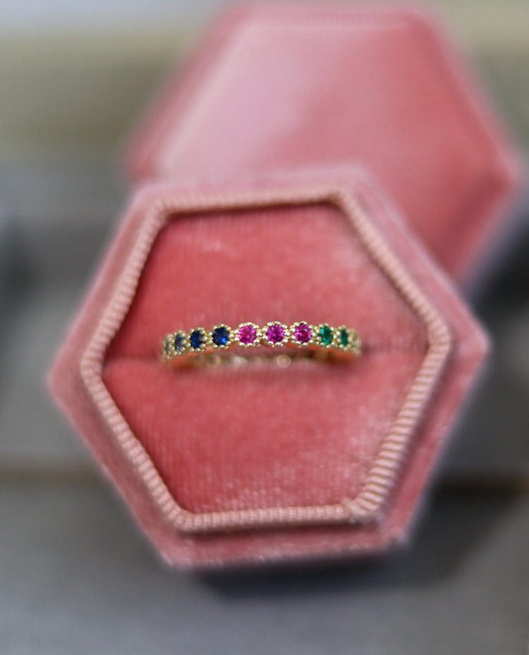 Elyra Multi-Colored Stone Gold Ring Band