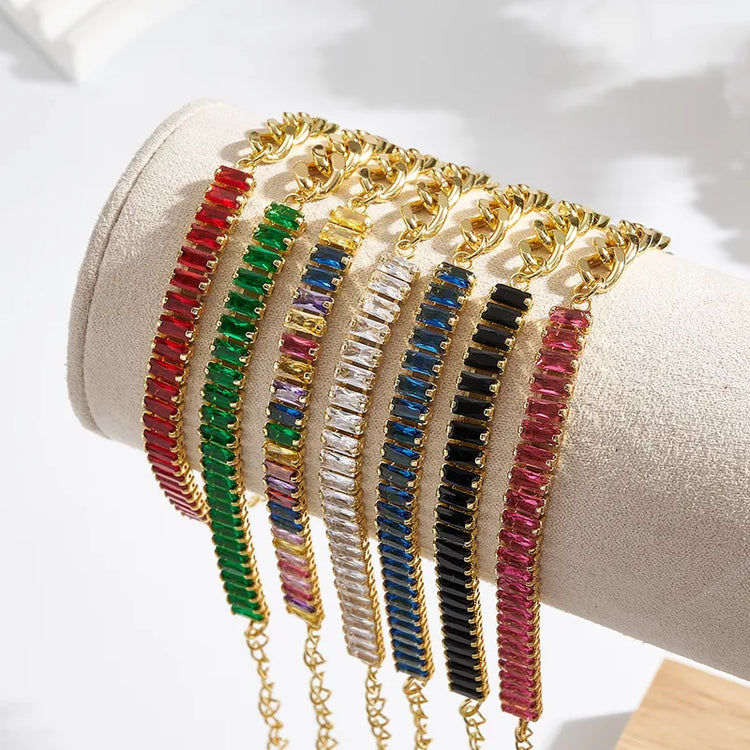Elvira 18K Baguette-Cut Tennis Chain Bracelet (Copy)
