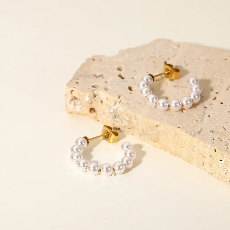 Pearlix Fresh Water Pearl Hoop Earrings - Non Tarnish Hypoallergenic Earrings