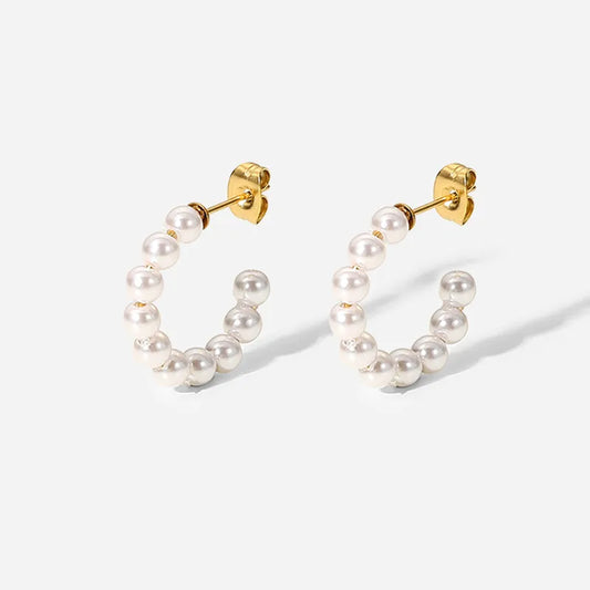 Pearlix Fresh Water Pearl Hoop Earrings - Non Tarnish Hypoallergenic Earrings
