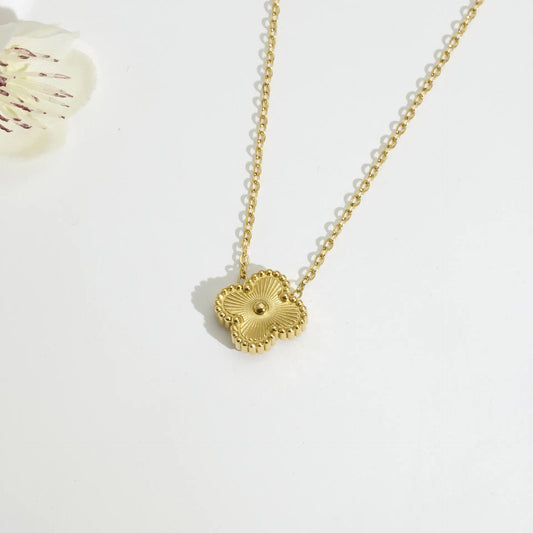 Gold Classic Clover Double Sided Necklace Stainless Steel