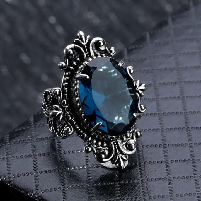 Cyrene Vintage Sapphire Silver Ring