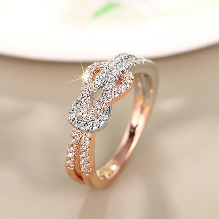 Lume Twist Infinity Dual-Tone Silver Rose Gold Ring