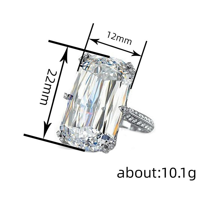 Omi Large Emerald Prong Cut Silver Ring