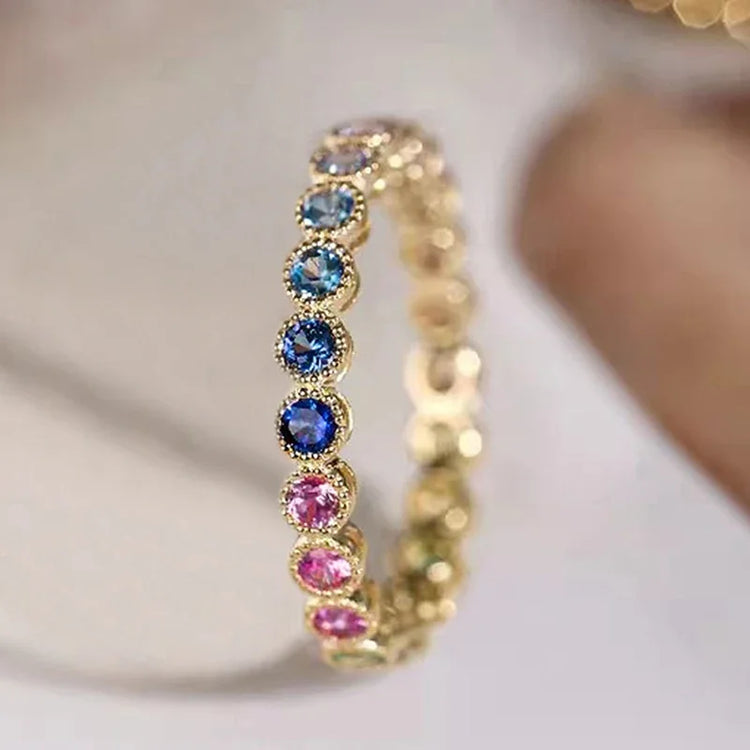 Elyra Multi-Colored Stone Gold Ring Band
