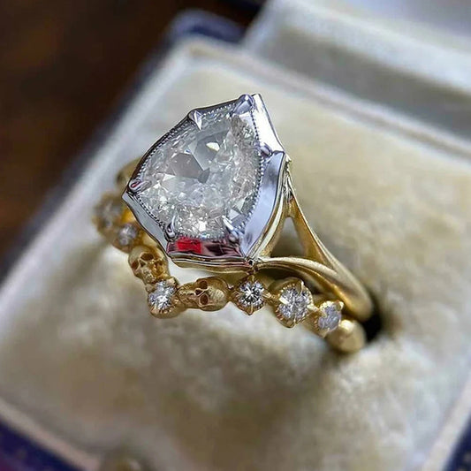 Noor Water Drop Cubic Zirconia Gold Ring Set