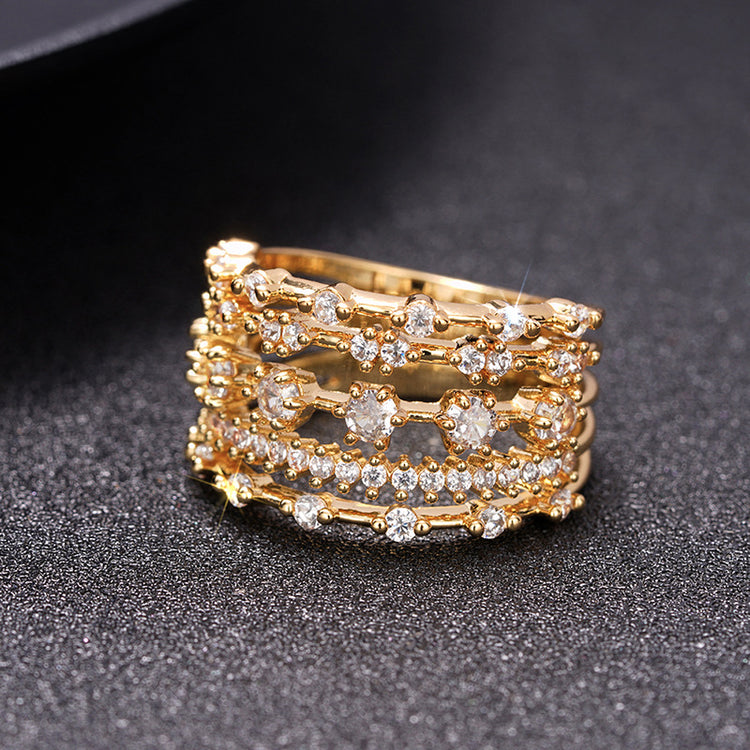 Valora Multi Stack Cubic Zirconia Gold Ring