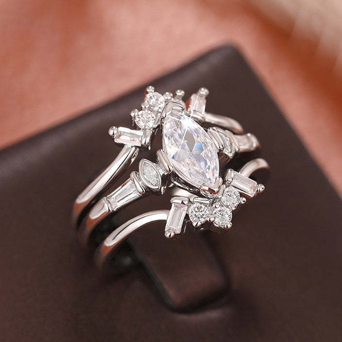 Avelin 3PC Cubic Zirconia Silver Ring Set