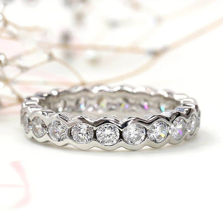 Caeli Cubic Zirconia Ring Band in Gold or Silver