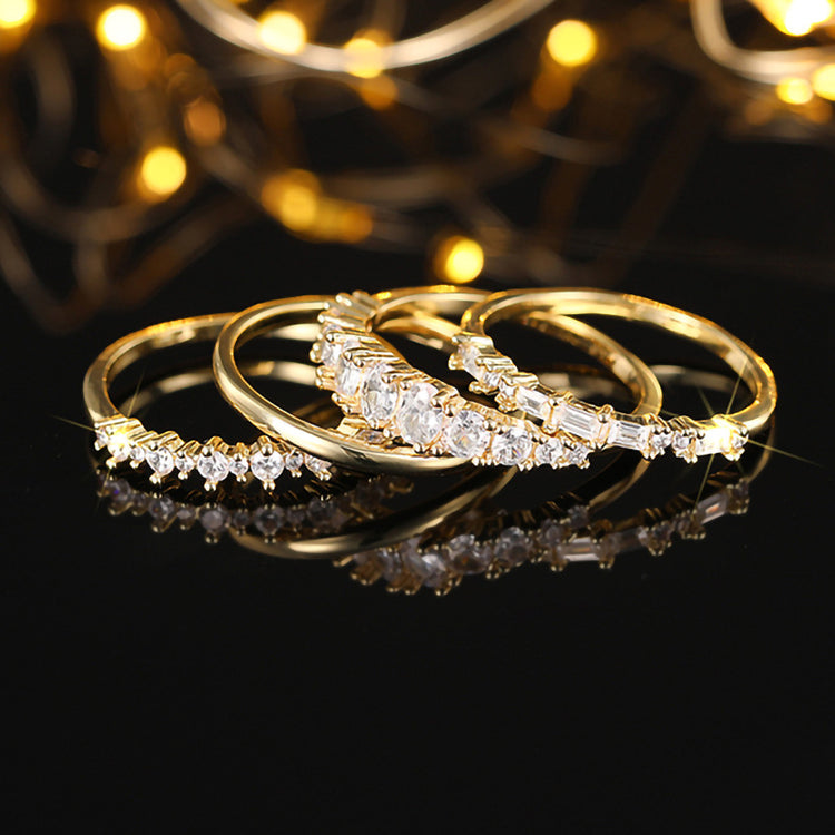 Arwen 4PC Dainty Ring Set in Gold or Silver