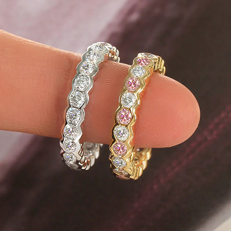 Caeli Cubic Zirconia Ring Band in Gold or Silver