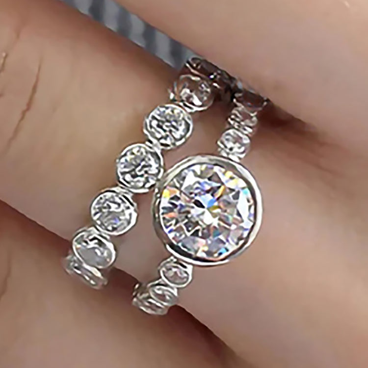 Mira Round Cut Ring Set Silver