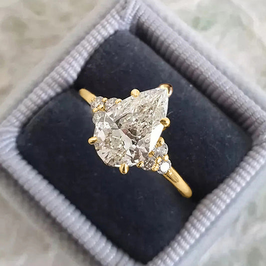 Ena Pear Cut Gold Ring