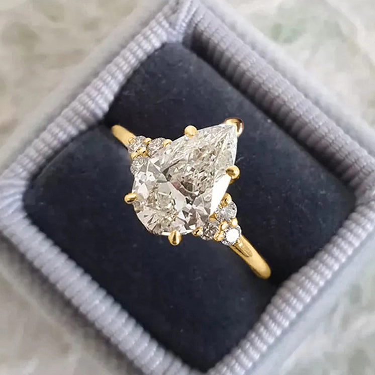 Ena Pear Cut Gold Ring