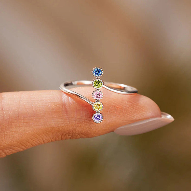 Lina Multi-Stone Silver Ring Band