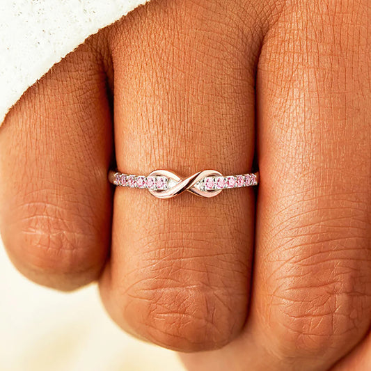 Auri Infinity Pink Cubic Zirconia Silver Ring Band