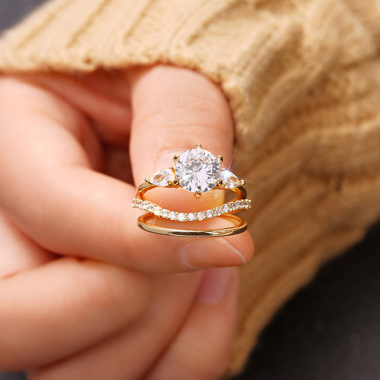 Avia 3PC Cubic Zirconia Gold Ring Set