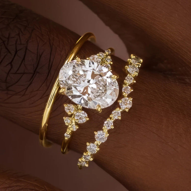 Niva 3PC Set Cubic Zirconia Gold Ring