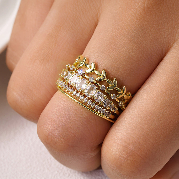 Oria 5PC Dainty Ring Set in Gold or Silver