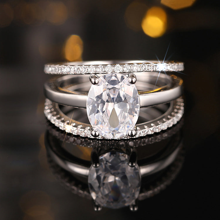 Kaya 3PC Set Oval Cut Cubic Zirconia Ring