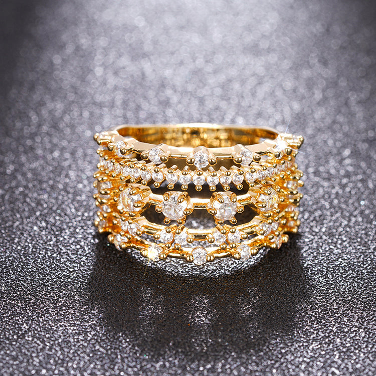 Valora Multi Stack Cubic Zirconia Gold Ring
