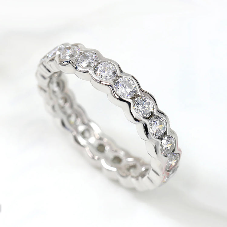 Caeli Cubic Zirconia Ring Band in Gold or Silver