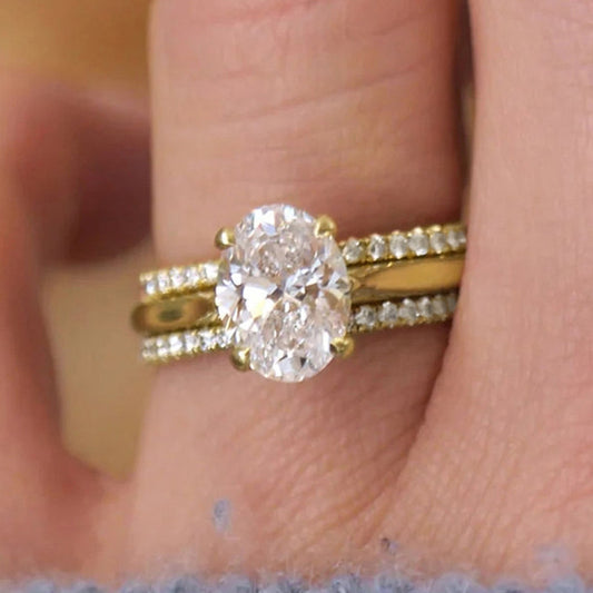 Kaya 3PC Set Oval Cut Cubic Zirconia Ring