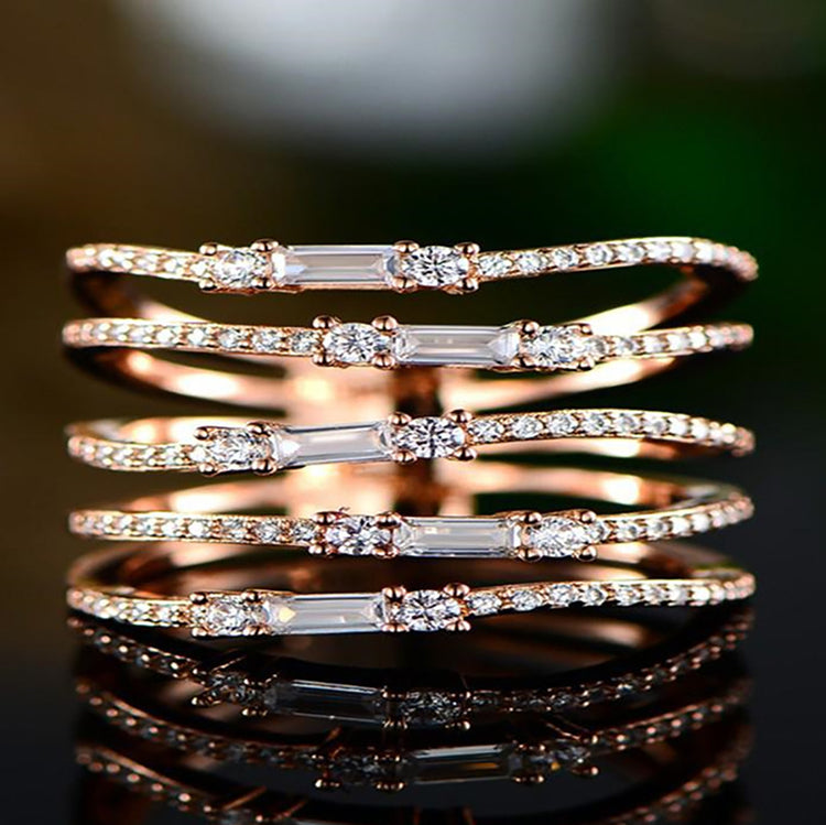 Aurea Multi Stack Rose Gold Cubic Zirconia Ring