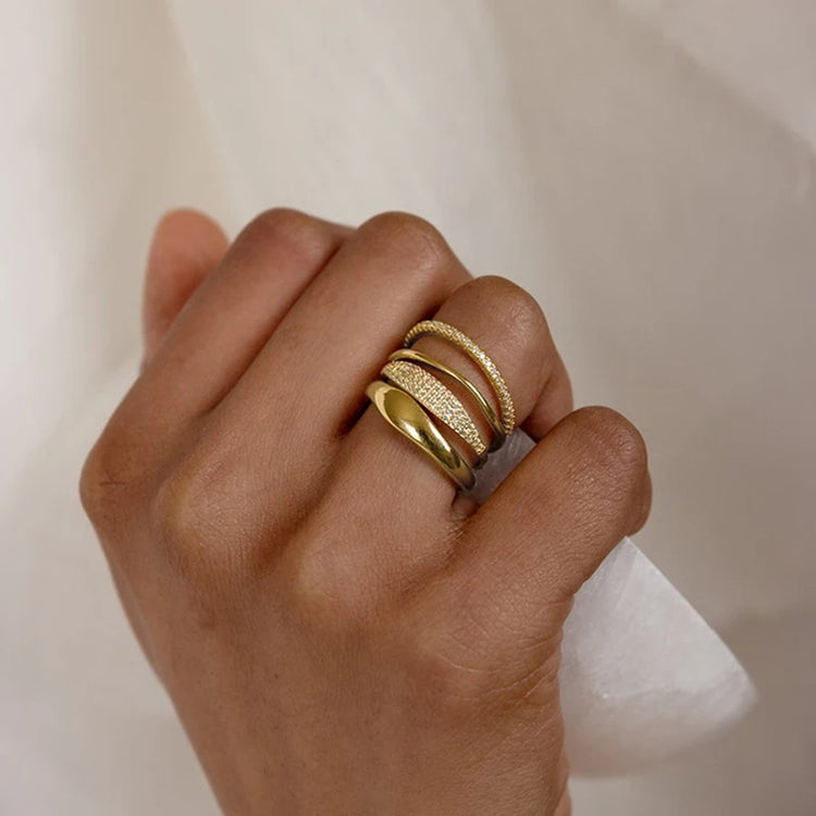 Auryn 4PC Dainty Ring Band Set - Gold or Silver
