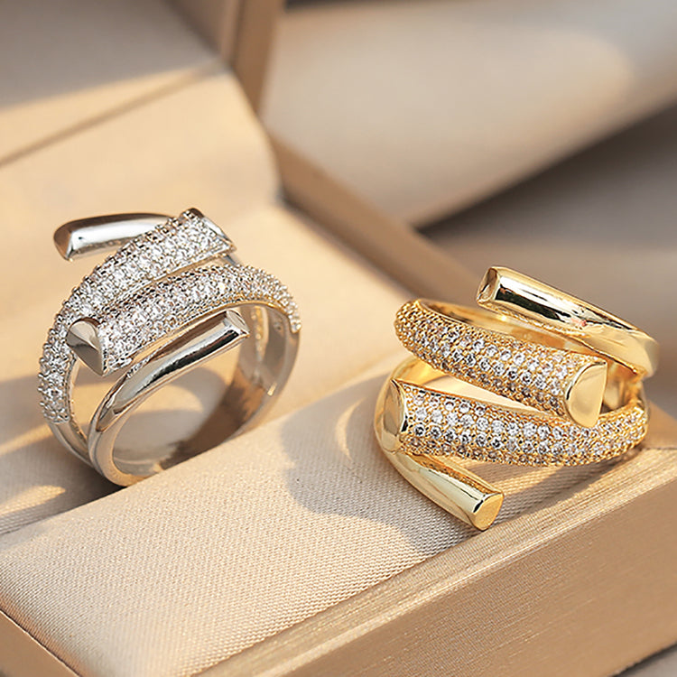 Veya Pave Cubic Zirconia Twist Ring