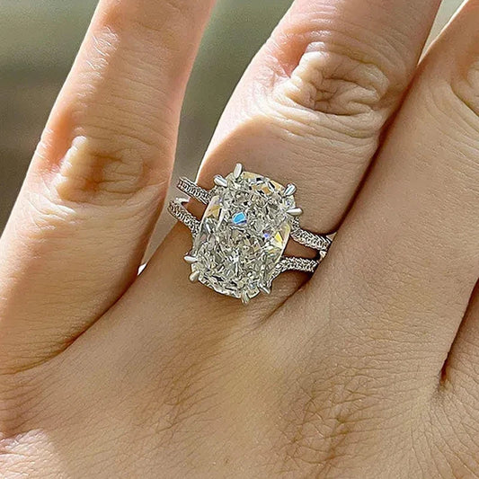 Cleo Elongated Ascher Cut Ring Silver