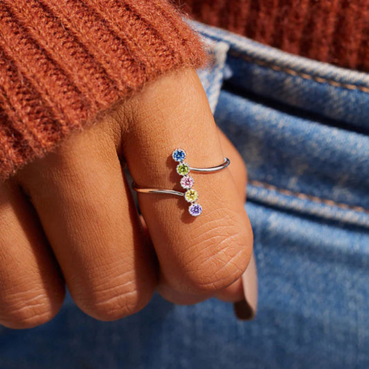 Lina Multi-Stone Silver Ring Band