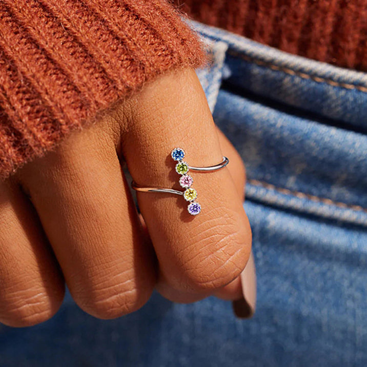 Lina Multi-Stone Silver Ring Band