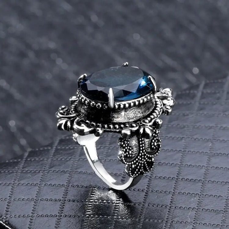Cyrene Vintage Sapphire Silver Ring