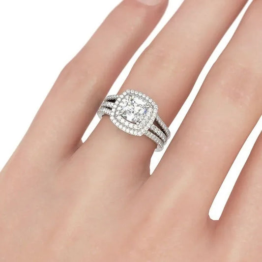 Lumina 2PC Set Cubic Zirconia Silver Ring