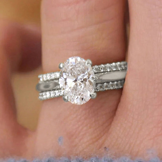 Kaya 3PC Set Oval Cut Cubic Zirconia Ring