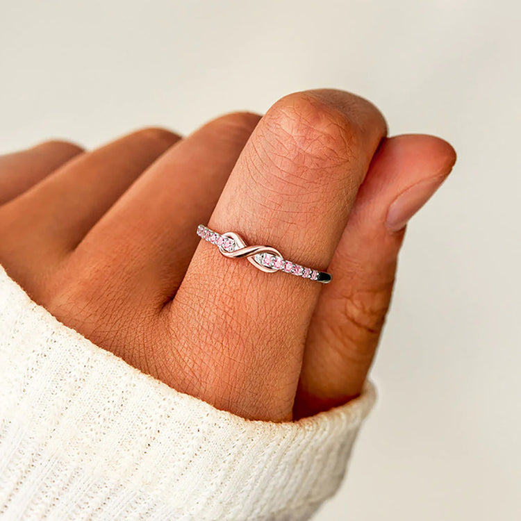 Auri Infinity Pink Cubic Zirconia Silver Ring Band