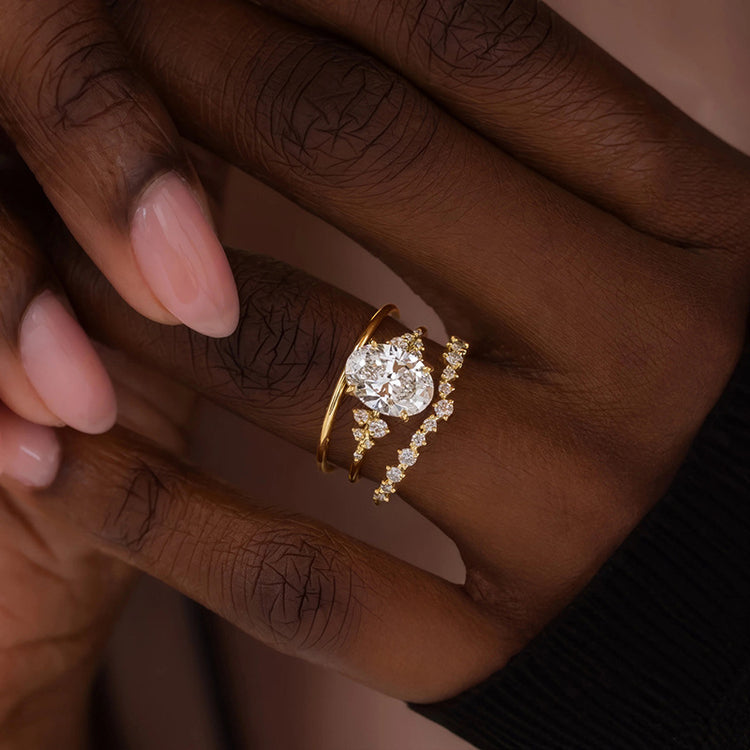 Niva 3PC Set Cubic Zirconia Gold Ring