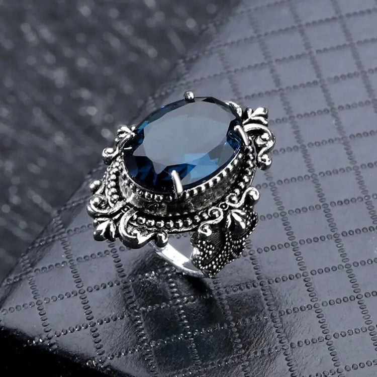 Cyrene Vintage Sapphire Silver Ring