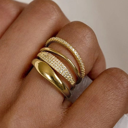 Auryn 4PC Dainty Ring Band Set - Gold or Silver